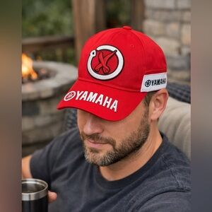 Yamaha Men’s Red Embroidered Racing Adjustable Strapback Hat Cap